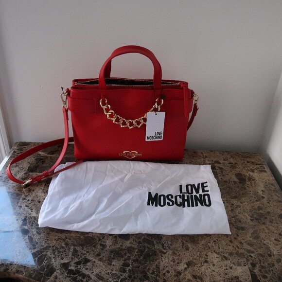 LOVE MOSCHINO BORSA PU ROSSO SATCHEL BAG - Picture 11 of 15